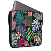 Ljus levande tropiska blad och blommor Mönster