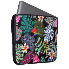 Ljus levande tropiska blad och blommor Mönster Laptop Fodral