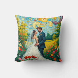 Ljus levande vigsel Van Gogh-stil Kuddcover Kudde