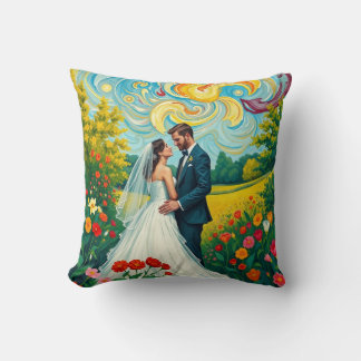 Ljus levande vigsel Van Gogh-stil Kuddcover Kudde