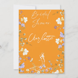 Ljus levande vilda blommor script bröllop  inbjudningar