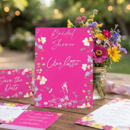 Ljus levande vilda blommor script bröllop inbjudningar