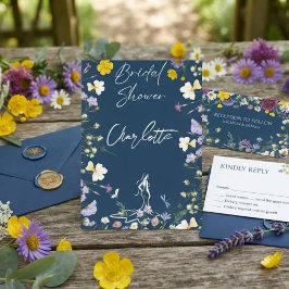 Ljus levande vilda blommor script bröllop inbjudningar