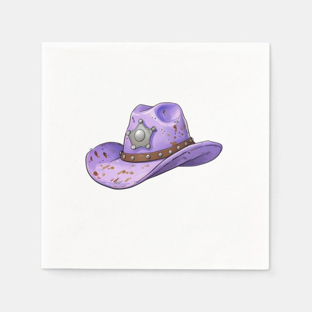 Ljus lila cowgirlhatt pappersservett (Framsidan)