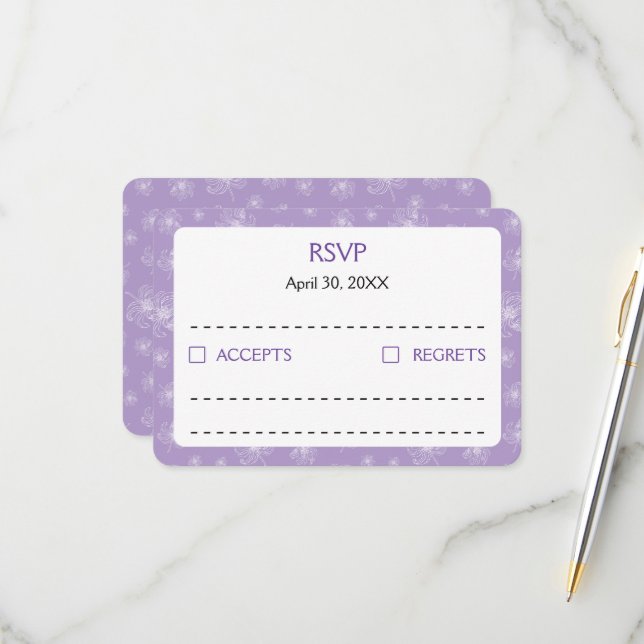 Ljus lila färg och vita peonior. OSA kort (Fram/Back In Situ)