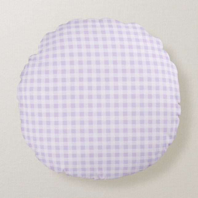 Ljus Lila Gingham Rund Kudde (Framsidan)