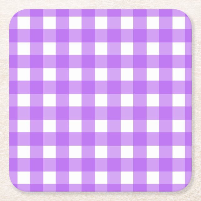 Ljus lila gingham underlägg papper kvadrat (Framsidan)