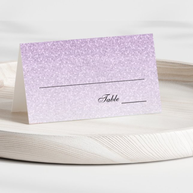 Ljus Lila Glam Glitter Place Card Placeringskort (Skapare uppladdad)