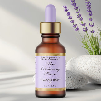 Ljus lila & guld liten etikett för droppflaska  adressetikett