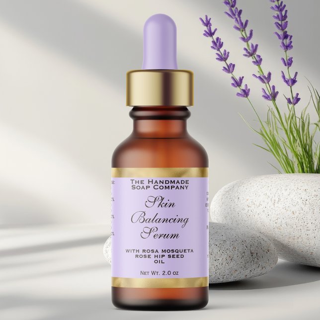 Ljus lila & guld liten etikett för droppflaska  adressetikett (Skapare uppladdad)