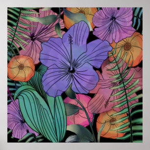 Ljus lila hibiscus tropiska blomsterträdgård poster