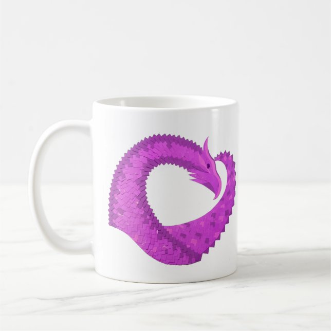 Ljus lila hjärta drake på vitt kaffemugg (Vänster)