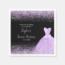 Ljus lila klänning Falsk glitter Sweet 16 födelsed