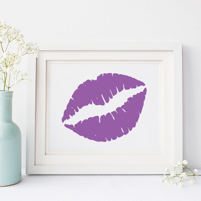 Ljus lila läppstift läppar poster (Pale Purple Lipstick Lips on White Poster)