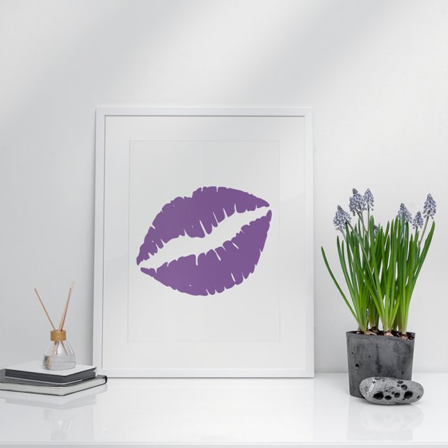 Ljus lila läppstift läppar poster (Pale Purple Lipstick Lips Poster)