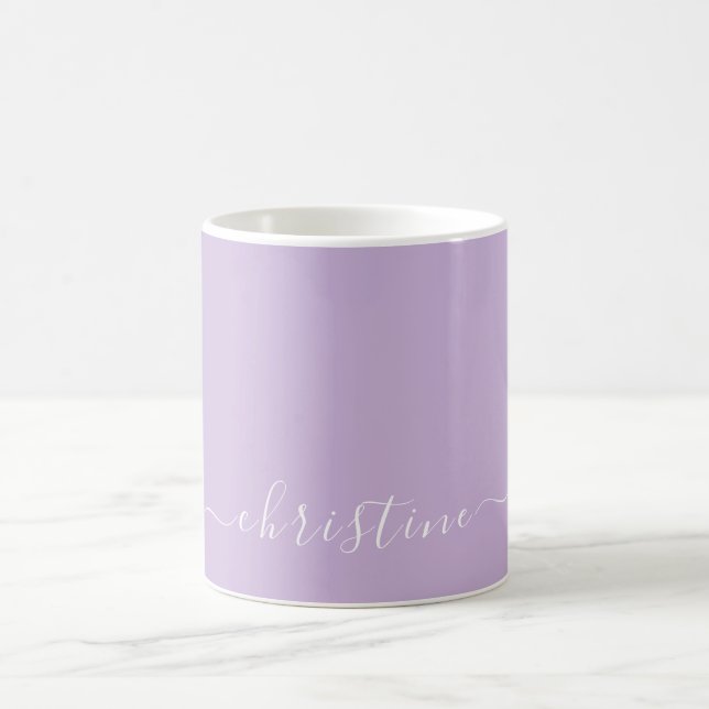 Ljus Lila Mauve Vit Minimalistisk Namn 015 Kaffemugg (Center)