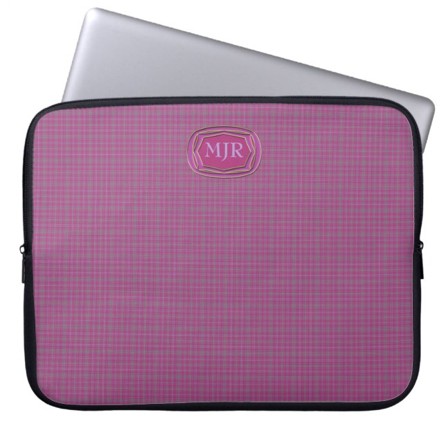 Ljus lila Monogram för Skott-stil Tartanpläd Laptop Sleeve (Framsidan)
