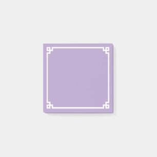 Ljus lila och vit grekisk nyckelkant post-it block