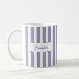 Ljus lila randig monogram kaffemugg