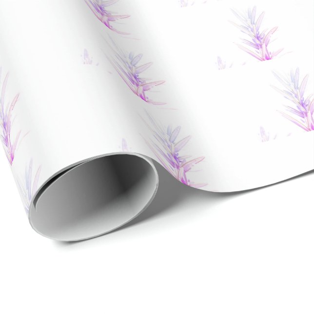 Ljus lila rosa rosmarin växt inslagspapper presentpapper (Rullad Hörn)