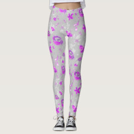 Ljus lila rosor leggings