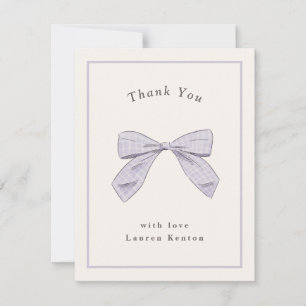 Ljus lila rutig båge Elegant baby shower Tack Kort
