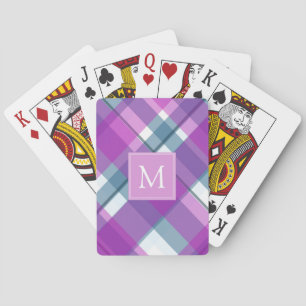 Ljus lila rutmönstrad monogram casinokort