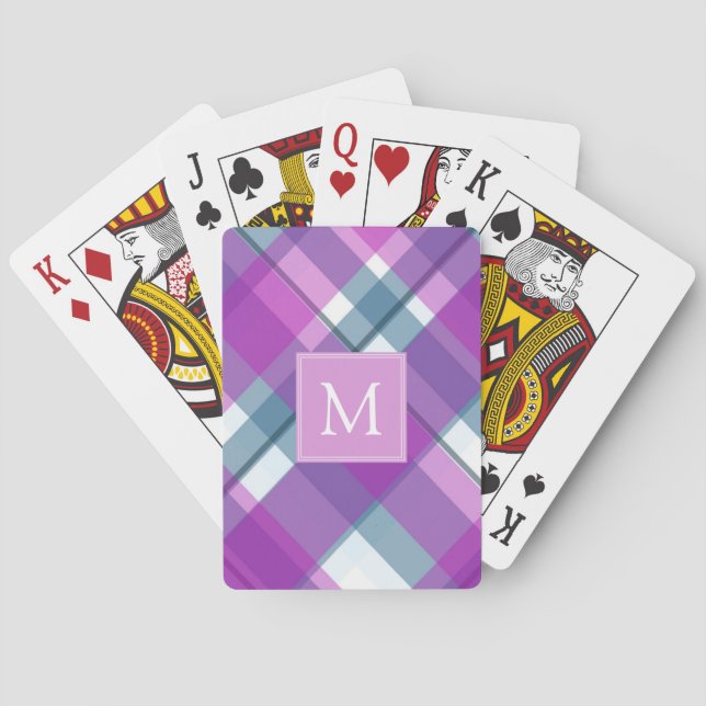 Ljus lila rutmönstrad monogram casinokort (Baksidan)