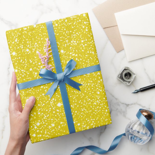 Ljus limegul sparkel vit glittermönster presentpapper (Gifting)