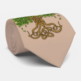 Ljus livets trädTie - brunt Slips