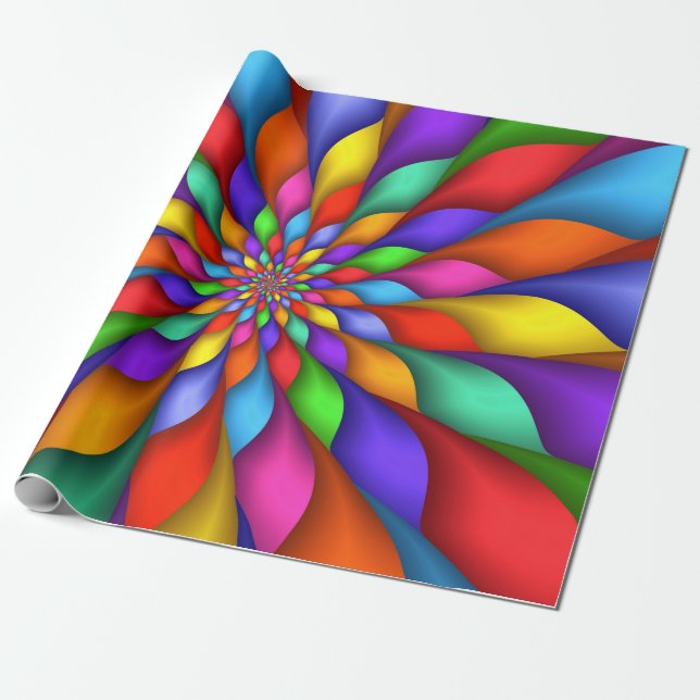 Ljus livlig Psychedelic spiral sjal Presentpapper (Utrullad)