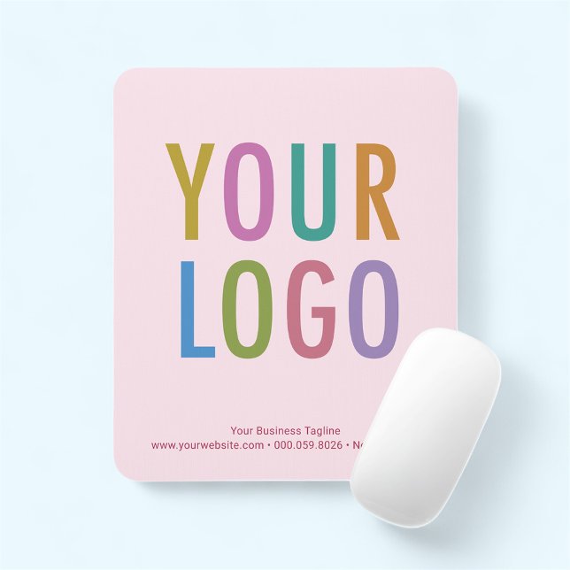 Ljus Logotyp för  Rosa med musslor, Anpassningsbar Musmatta (MISOOK Light Pink Mousepad with Logo)