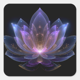 Ljus Lotusblomma - Lila Blå Svart Blomma Fyrkantigt Klistermärke