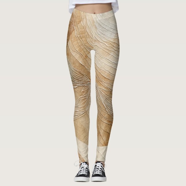 Ljus Luftig Naturlig Neutral Boheme Boho Leggings (Framsida)