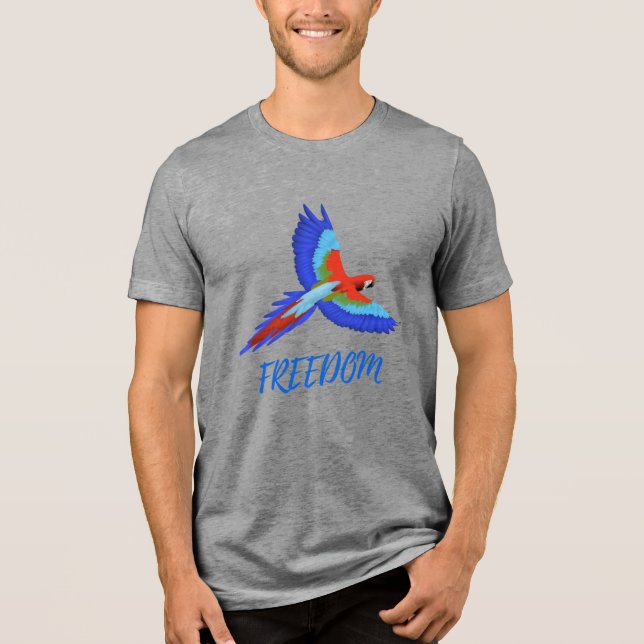 Ljus Macaw Papegoja Frihet Tri-blend T-Shirt (Framsida)