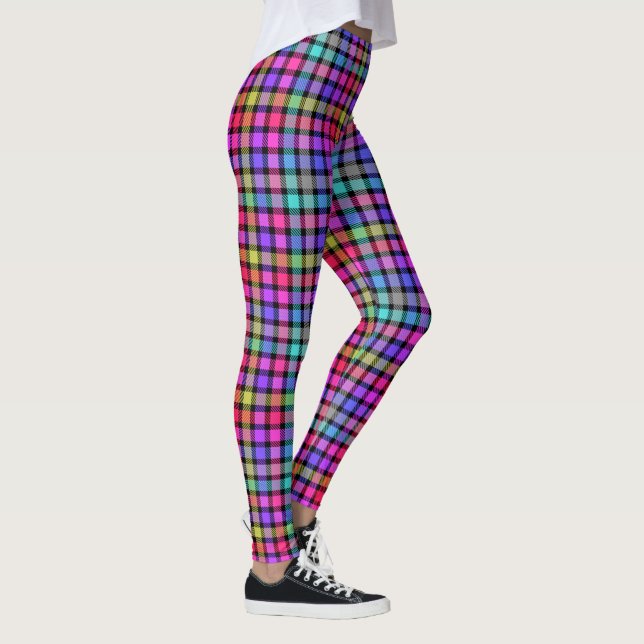 Ljus Madras-rutig regnbågsscheck Leggings (Höger)