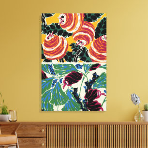 Ljus Magenta & Orange Abstrakt Blomkonst Canvastryck