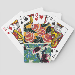 Ljus Magenta & Orange Abstrakt Blomkonst Casinokort