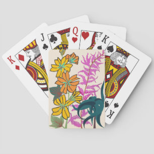 Ljus Magenta & Orange Art Deco Blommig Konst Casinokort