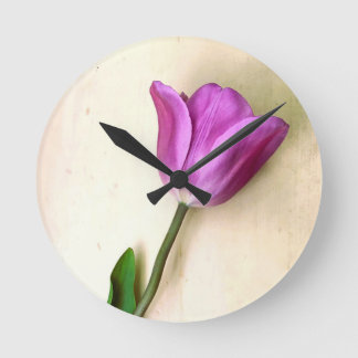 Ljus Magenta Tulip Rund Klocka