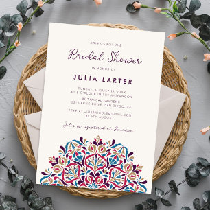 Ljus Mandala Bröllopsdusch med Blommor Inbjudningar
