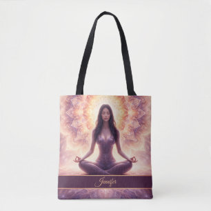 Ljus Mandala Meditation Kvinna Anpassat Namn Tygkasse