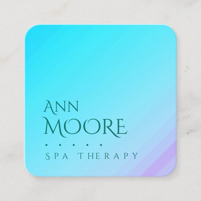 Ljus marmorsten - gröna blått fyrkantigt visitkort (Framsida)