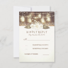 Ljus Mason Burk Rustic Wood Barn Bröllop OSA Kort