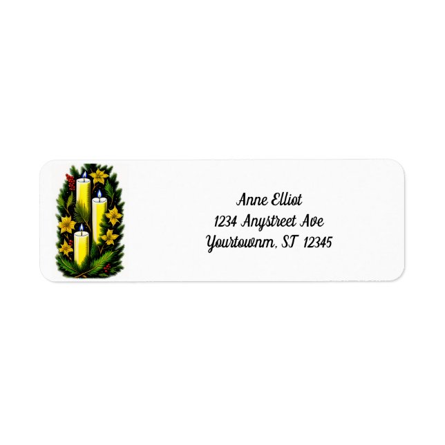 Ljus med blommor returadress etikett (Framsidan)