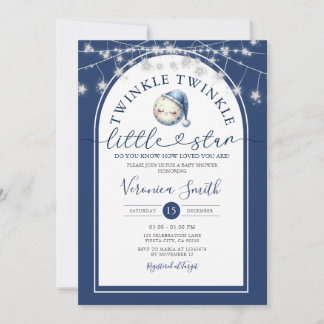 Ljus med Ljusskena Tinkle Little Star Måne Baby Sh Inbjudningar