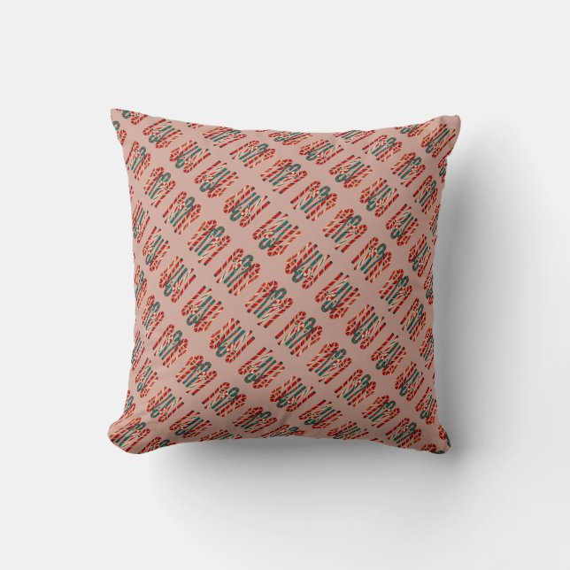 Ljus Mid Century Modern Jul Sockerdrickpinne Kudde (Framsida)