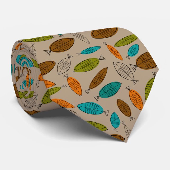 Ljus Mitt--Århundrade modern fiskTie - brunt Slips (Rullad)