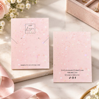 Ljus mjuk rosa holografiska glitterörhängen visitkort