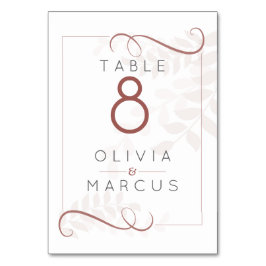 Ljus mocha-lövverk och kryddbruna accenter bordsnummer